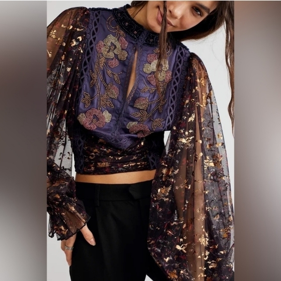 New Free People x REVOLVE Camille Top in Black Combo Size XS NWOT - Picture 4 of 13